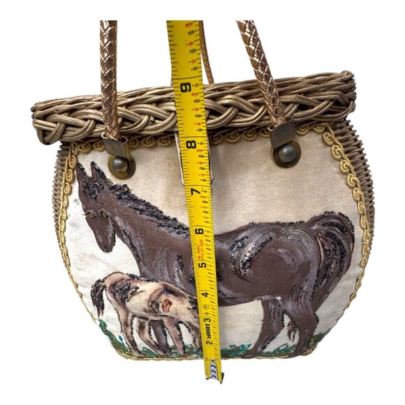 Vintage Midas Of Miami Artisan Horse Handbag Woven Wicker Equestrian Purse Gift - Picture 5 of 13